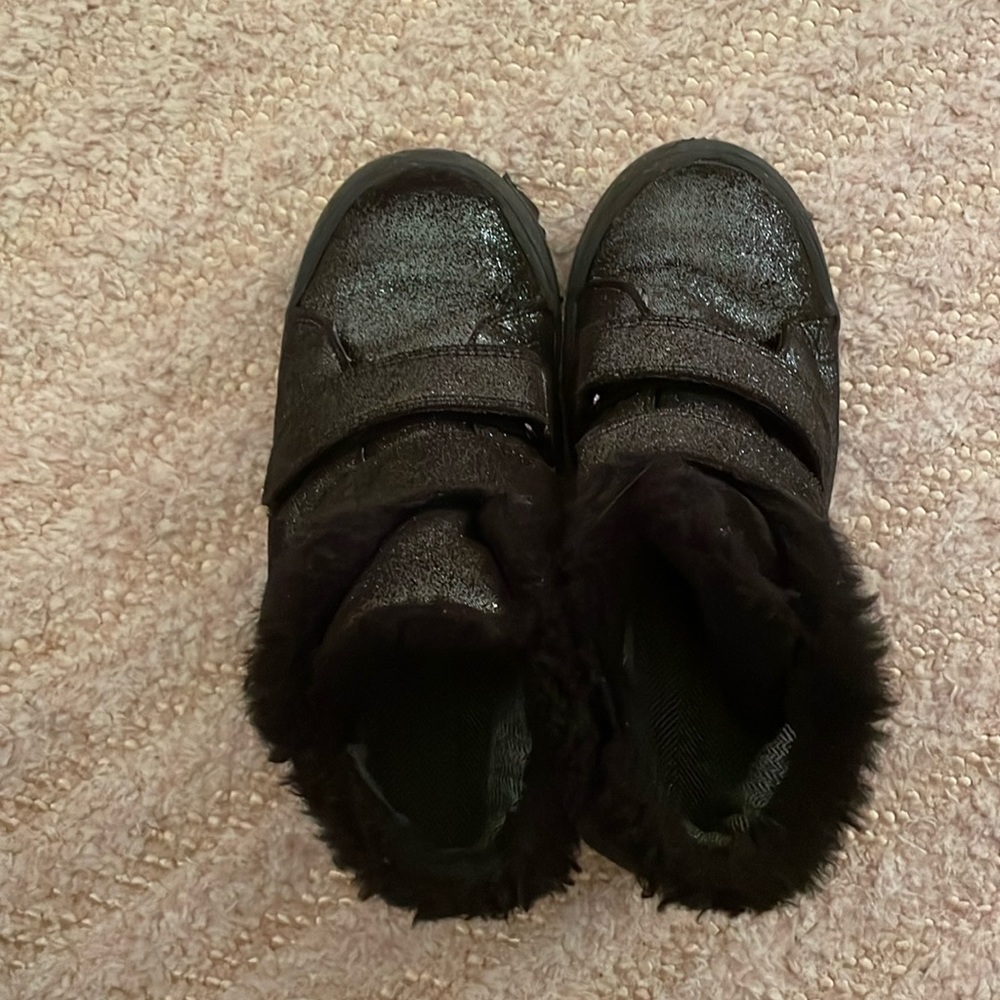 Naturino Girl's Dellen Black Glitter/Fur Lined Waterproof Boots